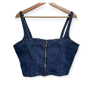 Bebe x Ciara Zip Front Denim Bustier
